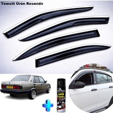 Caraks Fiat Tofaş Cam Rüzgarlığı Abs Nikelajlı Krom Mügen Cam Rüzgarlığı Tüm 131 Kasalara Uyumlu + Ebrayn 500 ml Lastik Parlatıcı