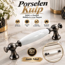 Nzb (1 Adet) Antik Nikel Metal Kulp 128 mm Mobilya Çekmece Mutfak Dolabı Dolap Kapak Kulpları Kulb Kulpu