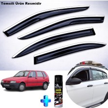 Caraks Fiat Uno Cam Rüzgarlığı Abs Nikelajlı Krom Mügen Cam Rüzgarlığı Tüm Kasalara Uyumlu + Ebrayn 500 ml Lastik Parlatıcı