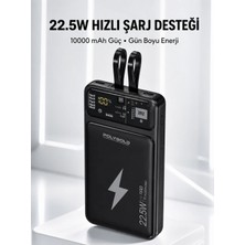 Marsilyan Powerbank Hızlı Şarj 10000 Mah Dahili Kablo Yeni Nesil