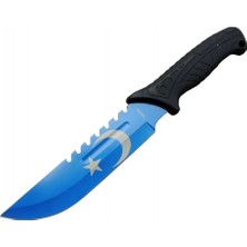 Efnaz Style Ayyıldız MF033BL Mavi Av Bıçağı 31CM - Testere Detaylı Bıçak, Kılıflı, Plastik Sap