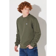 Lee L81Iry A61 Olıve Grove Erkek Small Logo Baskılı Regular Bısıklet Yaka Sweatshırt