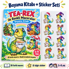 Tişört Kodu Tea-Rex Boyama Kitabı ve 8’li Kâğıt Sticker Seti  15 x 21 Cm.| 5–8 Yaş