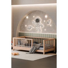 Hier Caribu Premium Montessori Bebek ve Çocuk Karyolası Unisex Doğal Ahşap Yatak Ayaklı