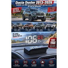 Bowie Dacia Duster 2013-2026 modeller için OBD2 head up display hayalet gösterge ekranı ön cam hız göstergesi