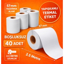 Mixmiolife Termal Yazıcı Kağıdı Kendinden Yapışkanlı Barkod Etiketi Aralıksız 57 mm x 2,5 M