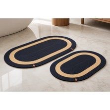 Nakkaş Home 2\'li Jüt Klozet Takımı Siyah-Gold 2li Oval