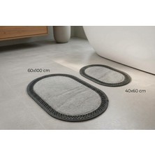 Nakkaş Home 2\'li Jüt Peluşlu Gri Klozet Takımı 2li Oval