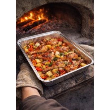 Özkan Ambalaj Temizlik 10 Adet Tek Kullanımlık Alüminyum Yanmaz Fırın Tepsisi 26X32X5 cm Taş Fırın Tava Tepsisi