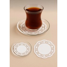 Özkan Ambalaj Temizlik 100 Adet 9 cm Dantelli Kağıt Çay Tabağı Altına Koyulan Kağıt Bardak Altı Kağıdı Sunum Kağıdı