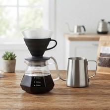 Artizan Mutfak V60 Seramik Filtre Kahve Demleme Set Çelik Kettle 600 ml (Siyah)