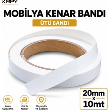 Krpy Mobilya Kenar Bandı Mat Beyaz 20MM x 10 Metre Ütü Bandı Mdf Sunta Dolap Masa Raf Kenar Kaplama