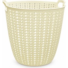 Hazar Yuvarlak Ajurlu Örgü Desenli Plastik Çamaşır Sepeti
