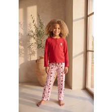 Katia & Bony Kız Çocuk Dear Santa Ekoseli Pijama Takımı Kırmızı