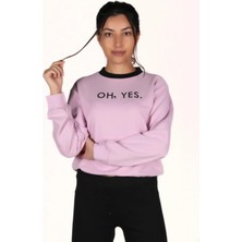 Collect & Mission Kadın Pembe Oh Yes Baskılı Sweatshırt