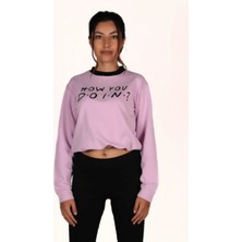 Collect & Mission Kadın Pembe How You Doın Baskılı Sweatshırt