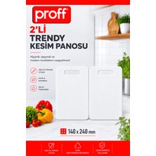 proff 2'li Trendy Kesim Panosu - Bpa Içermeyen Gıdaya Uygun Beyaz Kesme Tahtası (14X24 Cm)