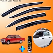 Friemats Fiat Serçe Cam Rüzgarlığı Abs Nikelajlı Krom Mügen Cam Rüzgarlığı Tüm Kasalara Uyumlu + Ebrayn 500 ml Lastik Parlatıcı