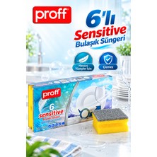 proff 6'lı Sensitive Çizmez Bulaşık Süngeri - Hassas Yüzeyler Için Özel Dokulu Sünger Seti