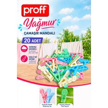 proff Yağmur 20'li Çamaşır Mandalı - Gülen Yüz Tasarımlı Paslanmaz Yaylı Kaydırmaz Mandal Seti