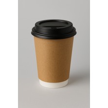 Yılhan Ambalaj 12 Oz Double Wall Karton Bardak Kapaklı 100 Adet – Çift Katmanlı Sıcak Içecek Bardağı
