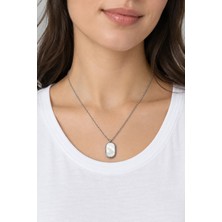 Jewels of Hope Oval Beyaz Sedef Taşlı Kadın Kolye 54 cm Paslanmaz Çelik Kolye