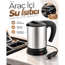 Epilons Araçta Sıcak Su Hazırlamak Için 12V Çakmak Girişli Paslanmaz Çelik Su Isıtıcı Kettle
