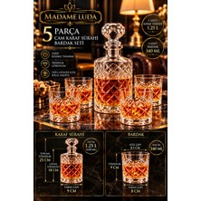 Madame Luda Lüks Üst Kalite 5 Parça Karaf Sürahi & Viski Bardağı Seti-(1.25 Litre Karaf-Şişe/4 Adet Viski Bardağı)