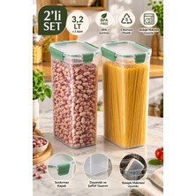 Porsima 02 2010 Tower 2'li Silikon Contalı Sızdırmaz Kilitli Saklama Kabı Seti 3,2 Lt – Dikdörtgen Derin Erzak Saklama Kabı