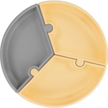 OiOi Silikon Puzzle Mellow Yellow/Powder Grey 19 cm 3 Bölmeli Ergonomik Tasarım 6 Ay Üstü Bebekler İçin