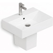 Isvea Sistema Z Kare Lavabo 50 x 42 cm + Yarım Ayak Seti Batarya Delikli Beyaz | Isv.36.08.03.01