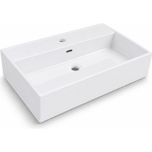 Dura Niva Kare Çanak Lavabo 60X46,5 cm Tezgah Üstü Batarya Delikli Beyaz | 5252
