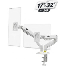 Geedel 17-32 Inç Amortisörlü Çift Kollu Monitör Kolu Tam Hareketli Vesa