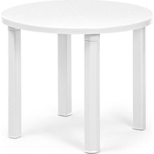 Omnipazar SY-2550 Beyaz Yuvarlak Plastik Masa 90X73 cm