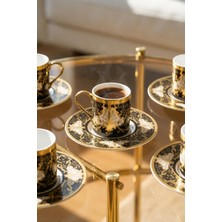 Acar Jessamine 24K Altın Detaylı 6 Kişilik Porselen Kahve Fincanı Takımı - 100 ml