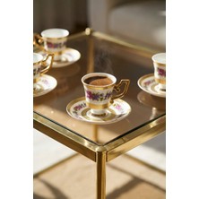 Acar Margriet 24K Altın Detaylı 6 Kişilik Porselen Kahve Fincanı Takımı - 90 ml