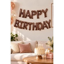 16 Inç Çikolata Kahverengi Happy Birthday Folyo Balon Set