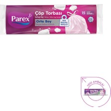 Parex Büzgülü Çöp Torbası Beyaz Sabun Kokulu Orta Boy 15'li 55 x 60 cm
