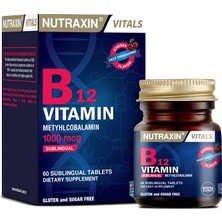 Nutraxin Vitamin B12 1000 Mcg 60 Dilaltı Tableti Vegan İçerik ile Enerji Metabolizmasına Destek