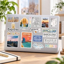 Ispanya - Madrid Sticker Seti | Laptop Ajanda Pc Tablet Telefon Defter Etiket Bullet Journal