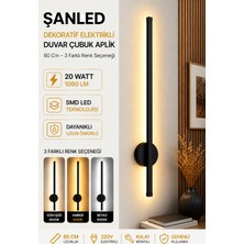ŞANLED Dekoratif 20W Iç Mekan Siyah Kasa 3 Renkli Işık Elektrikli 80 cm Duvar Aplik 1 Adet