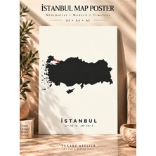 Vexart Atelier Istanbul Koordinat Haritası Poster – Minimalist Modern Şehir Duvar Dekoru A3 A4 A5