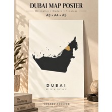 Vexart Atelier Dubai Bae Koordinat Haritası Poster – Minimalist Modern Şehir Duvar Dekoru A3 A4 A5