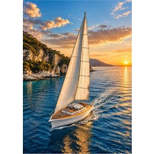 Vexart Atelier Gün Batımı Deniz Temalı Yelkenli Posteri Çerçeveli ve Çerçevesiz Deniz Tablosu