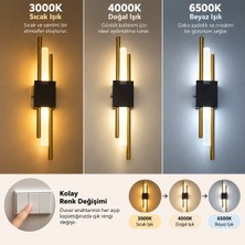 Bella Lighting Tasarım Siyah Ithal Kaplama Çubuk Duvar Aplik 3 Renk Elektrikle Çalışır