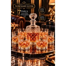 Madame Luda Lüks Üst Kalite 7 Parça Sürahi Karaf & Viski Bardağı Seti-(1.25 Litre Viski KARAFI+340 ml 6 Adet Viski Bardağı)