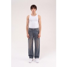 Machinist Clothing Erkek Barok Baskılı Jean Pantolon Mavi