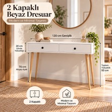Alfa Miro Viva 120 cm -2 Kapaklı - Ahşap Ayaklı Dresuar -Beyaz