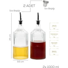 Porsima Viking 18113 2li 1000 ml Cam Şişe Yağlık Sirkelik Çift Kapaklı Gümüş