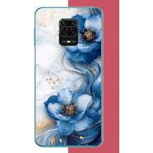 Aksesuarist Redmi Note 9 Pro-9s Uyumlu Mavi Çiçek 3 Baskılı Silikon Kılıf